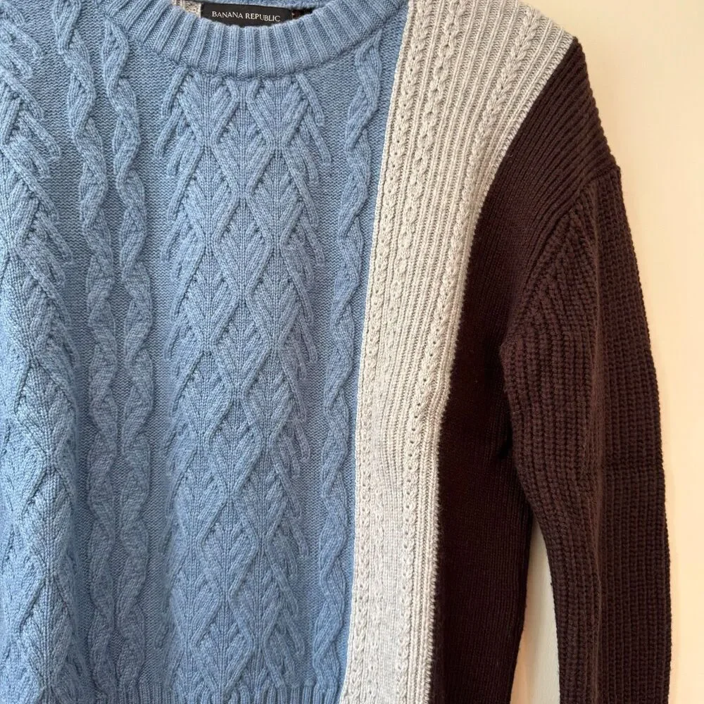 Banana Republic Women's Cable Knit Colorblock Sweater Size Small - Picture 2 of 5